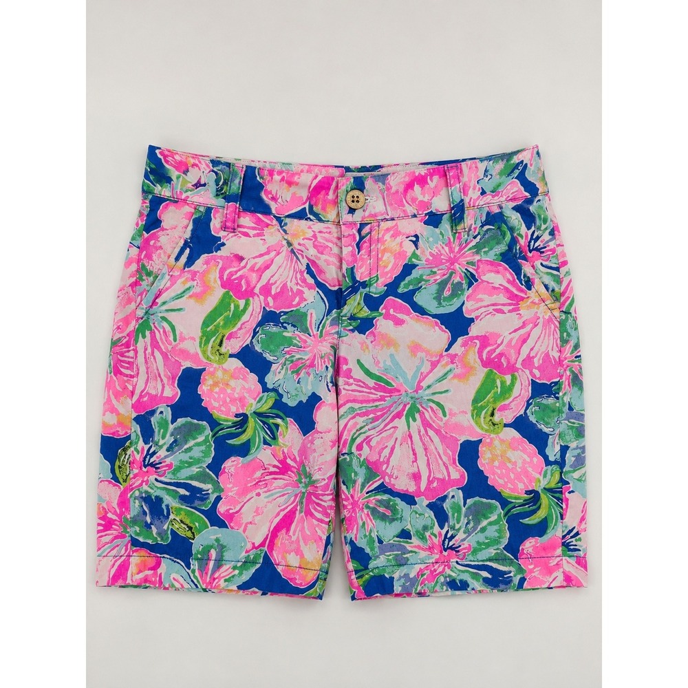 Lilly Pulitzer The Chipper Short 10" Inseam Floral Pink Blue Size 0